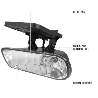 1999-2006 GMC Sierra/Yukon XL 12V/27W 881 Fog Lights Mounting Brackets Chrome