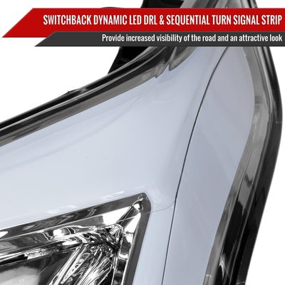 2010-2016 Cadillac SRX Full Sequential LED DRL Projector Headlights Chrome
