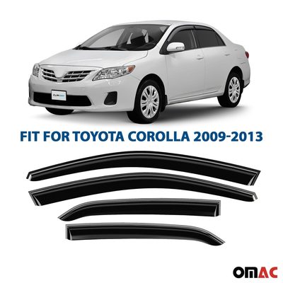 Clim Art Wind Deflectors for Toyota Corolla 2009-2013 Shatterproof Smoke 4 Pcs