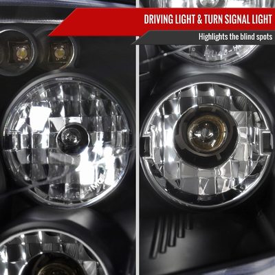 2000-2004 Ford Focus Dual Halo Projector Headlights Matte Black/Clear Lens