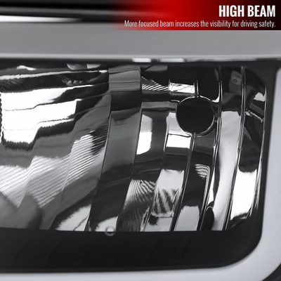 2014-2015 Chevy Silverado 1500 LED Bar Factory Headlights Matt Black/Clear