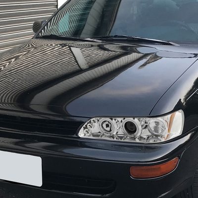 1993-1997 Toyota Corolla Dual Halo Projector Headlights Chrome/Clear Lens