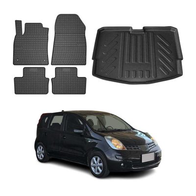 2014-2019 Nissan Versa Note Floor Mats & Cargo Liner Full Set All Weather Black