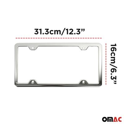 2 Pcs Chrome Stainless Steel License Plate Frame Tag Holder