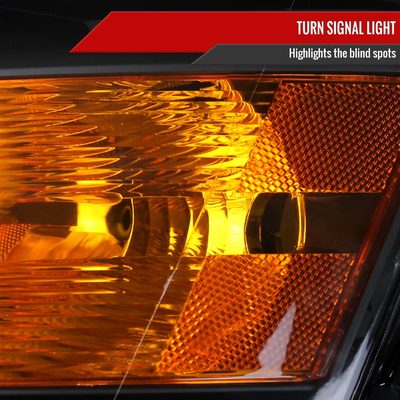 2008-2010 Dodge Grand Caravan Factory Crystal Headlights Amber Reflector Black