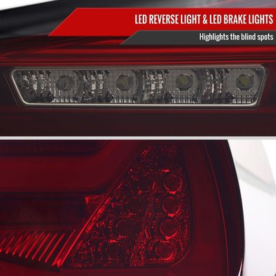 2009-2011 BMW E90 3-Series 4Dr Sedan Red LED Tail Light Chrome/Red Smoke Lens