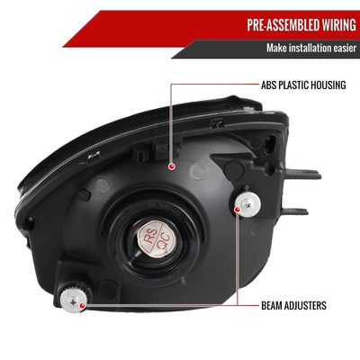 2000-2005 Mitsubishi Eclipse Factory Style Crystal Headlights Matt Black/Clear