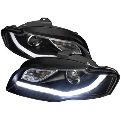 2006-2008 Audi A4 R8 Style LED Light Bar Projector Headlights Matt Black/Clear