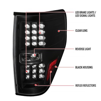2009-2014 Ford F-150 LED Tail Lights Matte Black Housing/Clear Lens