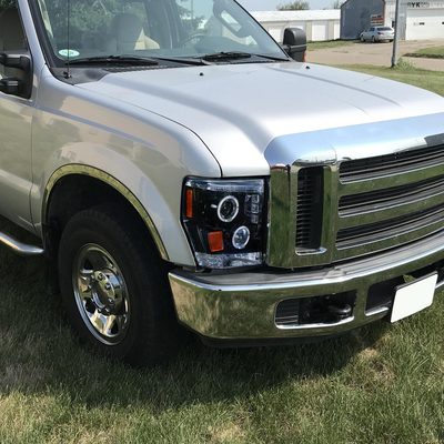 2008-2010 Ford F-250 F-350 F-450 Dual Halo Projector Headlights Black/Smoke