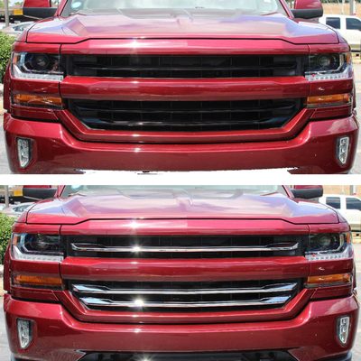2016-2018 Chevrolet Silverado 1500 Grille Overlay Chrome 3Pcs ABS Plastic