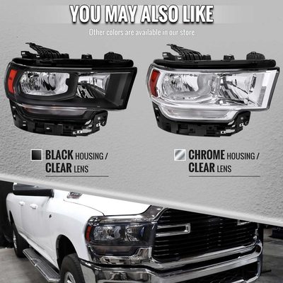 For Dodge RAM 2500 3500 2019-2024 Factory Style Crystal Headlight Passenger Side Only Black Housing Clear Lens