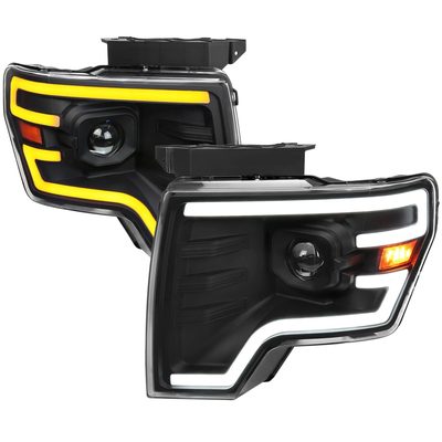 2009-2014 Ford F-150 Sequential LED Turn Signal Projector Headlights Black