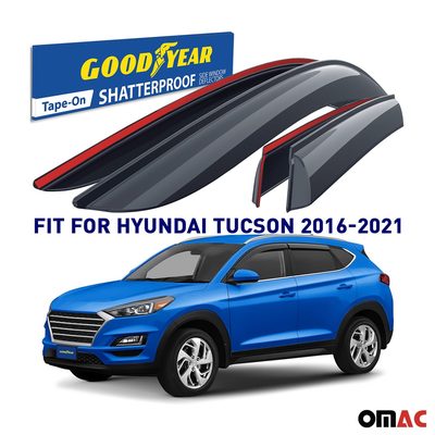 Goodyear Wind Deflectors for Hyundai Tucson 2016-2020 Tape-On Premium Smoke 4x