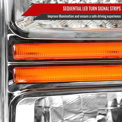 2008-2010 Ford F-250/350/450/550 SuperDuty Signal Factory Headlights Chrome