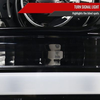 2011-2016 F-250/350/450/550 LED C-Bar Projector Headlights Jet Black/Clear