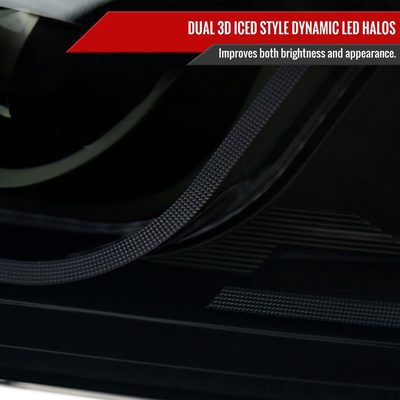 2006-2011 BMW E90 3 Series Sedan 3D Iced LED Dual Projector Headlights Smoke