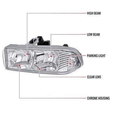 1998-2004 Chevy S10/Blazer Factory Style Headlights Chrome/Clear Lens