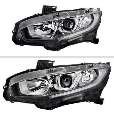 2016-2021 Honda Civic LED Strip Factory Projector Headlights Chrome/Clear