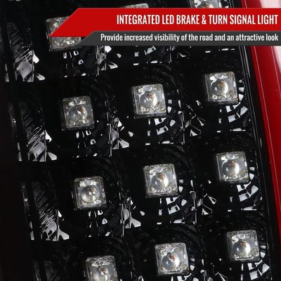 2007-2009 Dodge RAM 1500/2500/3500 Red C-Bar LED Tail Lights Jet Black/Clear