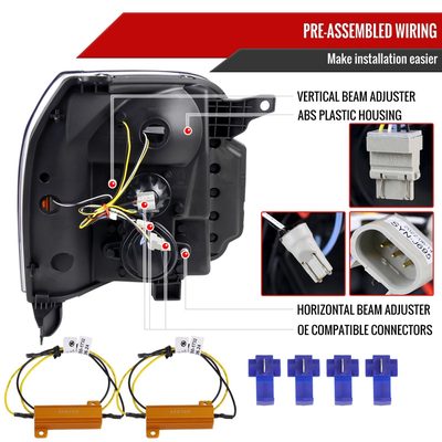 2007-2014 GMC Yukon/XL 1500/XL 2500 LED Signal Projector Headlights Jet Black