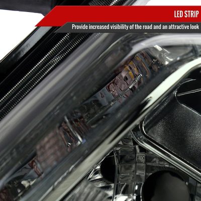 2014-2016 Nissan Rogue LED Strip Factory Style Headlights Chrome/Smoke Lens