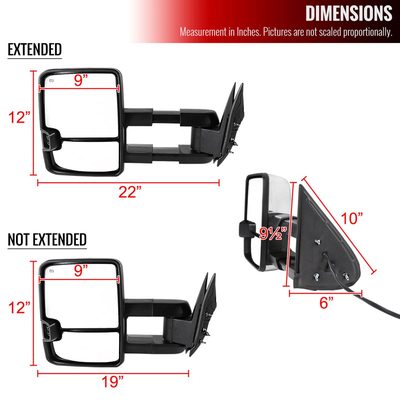 1999-2002 Chevy Silverado/Tahoe/Sierra/Yukon Heated Towing Mirrors Smoke