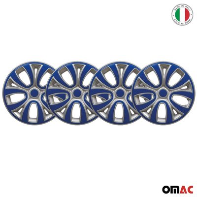 ColorFlex Hub Caps Wheel Cover 14" Gray & Dark Blue Full Set 4 pcs.