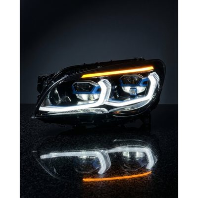 BMW 7 Series F02 G12 Style LED Headlight Assembly with Dual-Color DRL (Yellow / White) 2013 - 2015 (Replaces 63117228423)