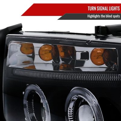 1997-2004 Dodge Dakota/ 1998-2003 Durango Dual Halo Projector Headlights Smoke
