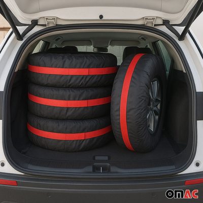 4 Pcs 14''-17" Car Spare Tire Cover Wheel Storage Bag Auto Protector Accessories