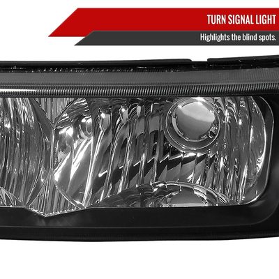 2002-2007 Chevy Silverado/Avalanche Bumper Lights Matte Black/Clear Lens