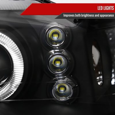 1999-2004 Ford Mustang Dual Halo V2 Projector Headlights Matte Black/Clear