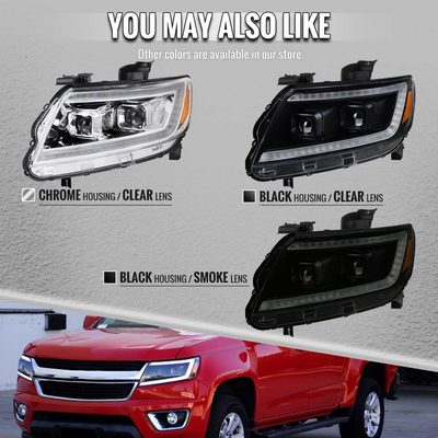For Chevrolet Colorado 2015-2022 Headlights LED DRL Light Strip Turn Signal Side Marker Black Housing Smoked Lens