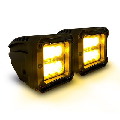 Luces Led CUBEIT de 3" RT Amber Series c / Inserto de plastico (1 Par)