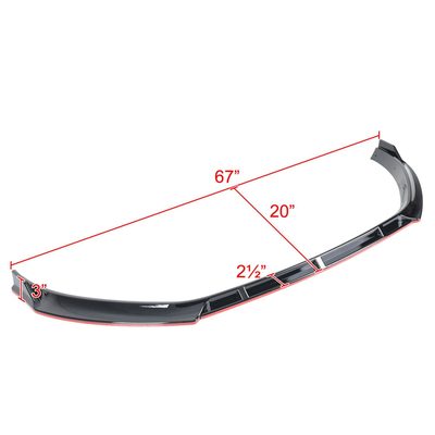 2014-2017 VW Golf Glossy Black/Red Trim 3Pcs Front Bumper Lip Splitter Kit