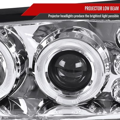 2000-2005 Chevy Impala Dual Halo Projector Headlights Chrome/Clear Lens