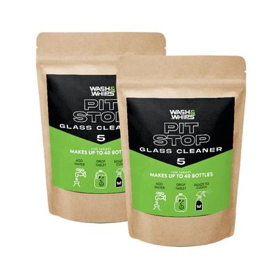 WASH&WHIPS Pit Stop Glass Cleaner / All Surface Cleaner Refill Tablets (Makes 5 Gallons)