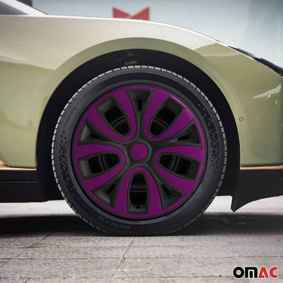 ColorFlex Hub Caps Wheel Cover 14" Black Matt & Violet Full Set 4 pcs.