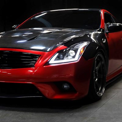 For Infiniti G37 2008-13 / Q60 Coupe 2014-15 LED Projector Headlights Sequential Matte Black Clear Lens Switchback