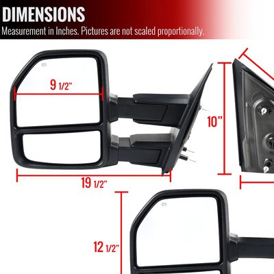 2007-2014 Ford F-150 Chrome Heated Towing Mirrors LED Turn & Puddle Lights