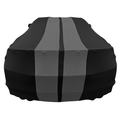 2010-2024 Camaro Ultraguard Stretch Satin Indoor Car Cover : Sport Series - Black with Gray Stripes
