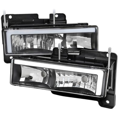 1988-1998 Chevy/GMC C10 C/K LED Strip Factory Headlights Matt Black/Clear