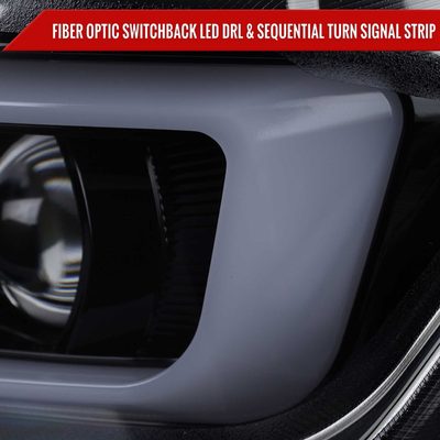 For Chevrolet Camaro 2016-2018 LED Strip Projector Headlights Turn Signal Lights Chrome Housing Smoked Lens