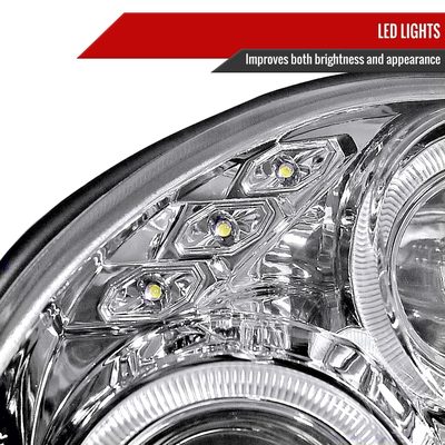 2002-2003 Subaru Impreza Dual Halo Bug Eye Projector Headlights Chrome/Clear