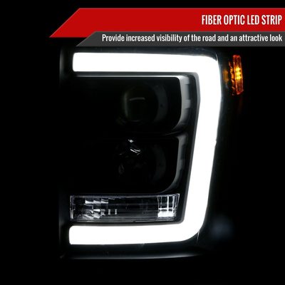 2011-2016 F-250/350/450/550 Super Duty LED CBar Projector Headlights Black