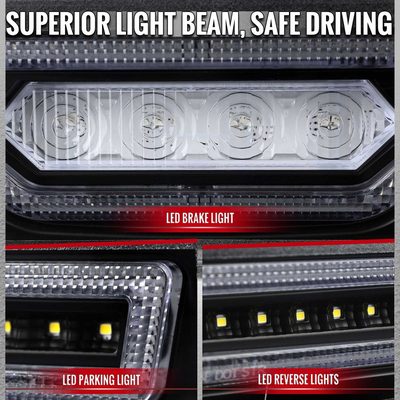 For Toyota GR86 / Subaru BRZ 2022-2024 Rear Bumper Full LED 4th Reverse Tail Brake Light Matte Black Housing Clear Lens