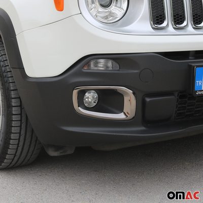 2015-2018 Jeep Renegade Fog Light Lamp Bezel Cover Steel Dark 2 Pcs
