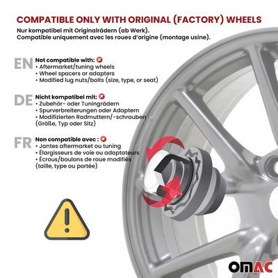 Wheel Lock Kit for Cadillac Escalade M14X1,5 Nut Chromed Black 4Locks & 1Key