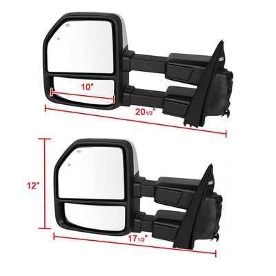 2017-2019 Ford F-250/350/450/550 Heated BSM ATS & Manual Towing Mirrors Smoke